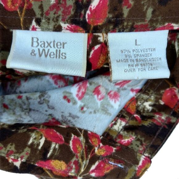 Vintage Women's Button-Up Short Jacket Size Large Lightweight Brown Red Leaves - Picture 5 of 6